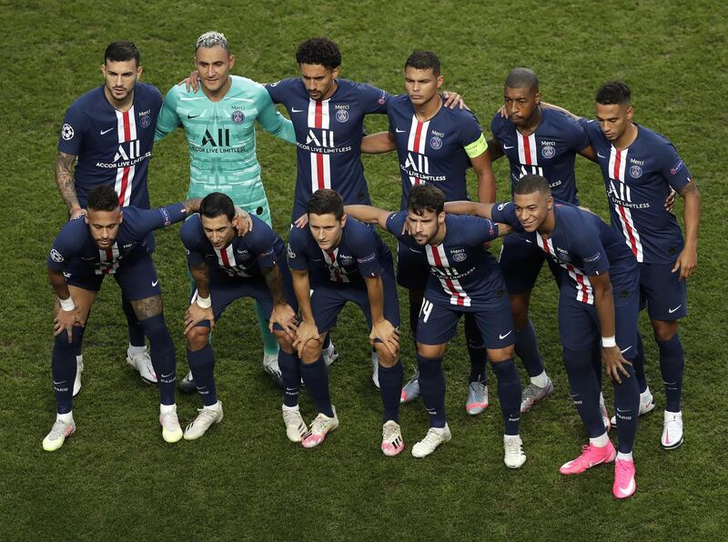 PSG line-up before the match. EPA