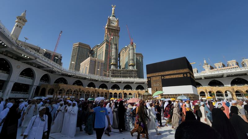 Pilgrims circumambulate around Kaaba at the Grand Mosque in Makkah at Hajj last year. EPA