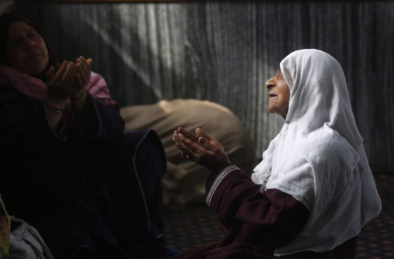 Muslim women pray during Ramadan at a mosque in Srinagar, Indian Kashmir. EPA