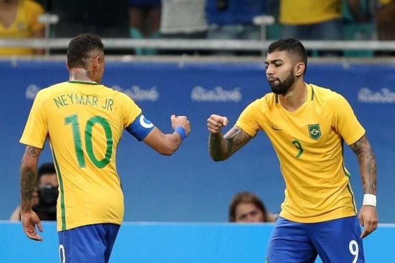 Gabriel Barbosa, right, shown with Neymar during the 2016 Olympics tournament. Fernando Donasci / Reuters 