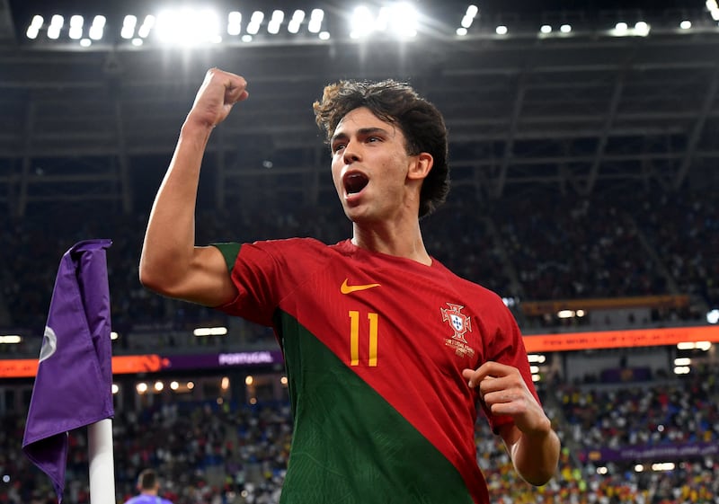 Portugal's Joao Felix celebrates scoring their second goal. Reuters