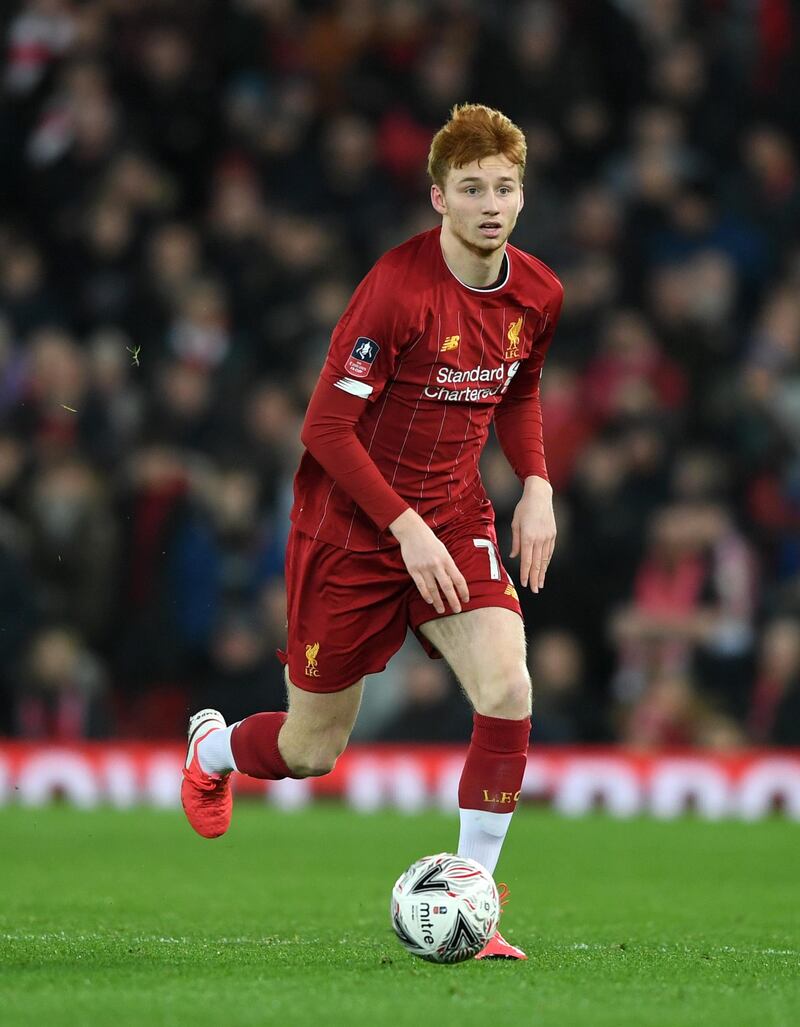 LIVERPOOL, ENGLAND - FEBRUARY 04: Sepp van den Berg of Liverpool during the FA Cup Fourth Round Replay match between Liverpool and Shrewsbury Town at Anfield on February 04, 2020 in Liverpool, England. (Photo by Gareth Copley/Getty Images)