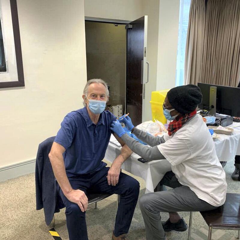 Tony Blair, seen here receiving his vaccine, says that unchecked variants of concern could scupper vaccination drive. Courtesy of Tony Blair Institute