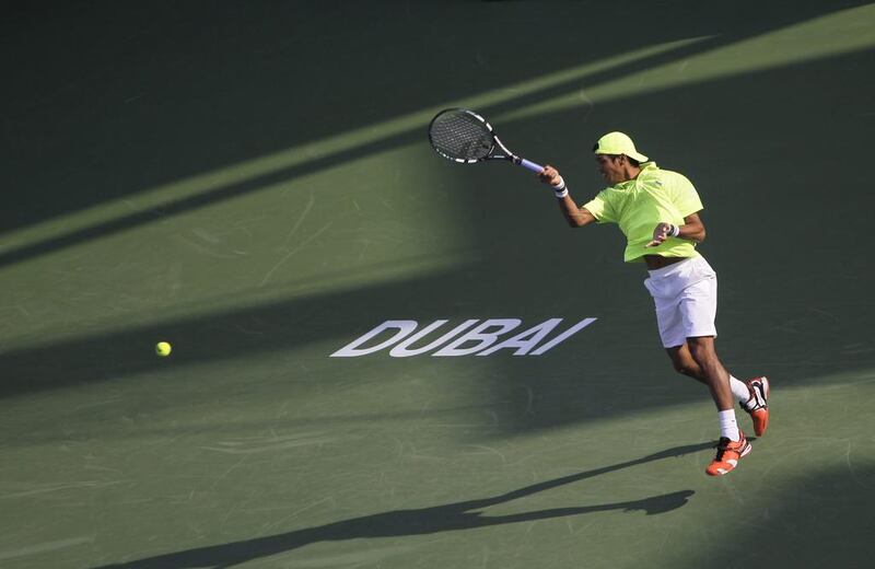 India’s Somdev Devvarman got an early result in his first-round match agsinst Juan Martin Del Potro who retired after injuring his wrist. Devvarman won the first set 7-6. Kamran Jebreili / AP Photo