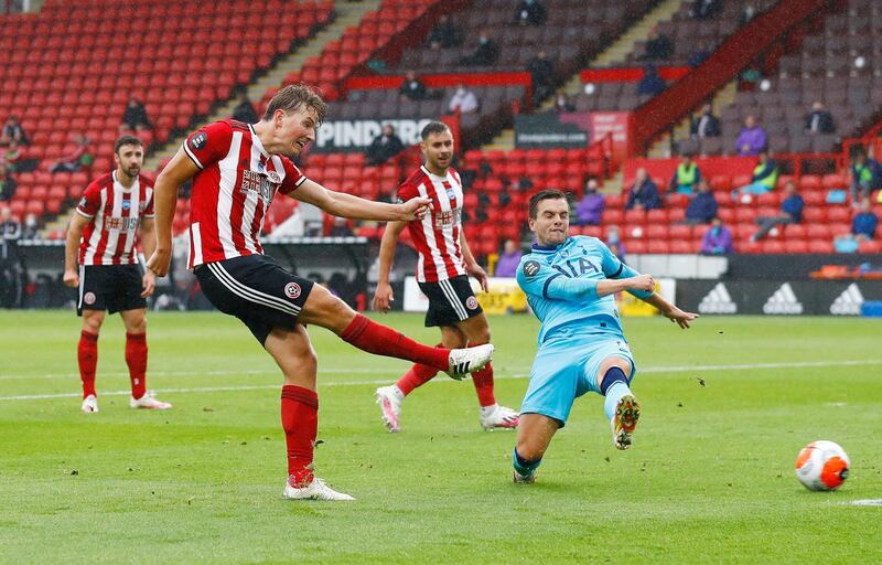 Sheffield United's Sander Berge opens the scoring. Reuters