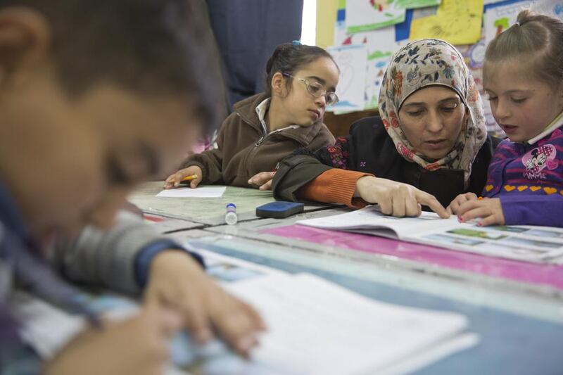 Hanan Al Hroub teaches a religion class on March 20, 2016, to her mostly seven-year-old students. Heidi Levine for The National