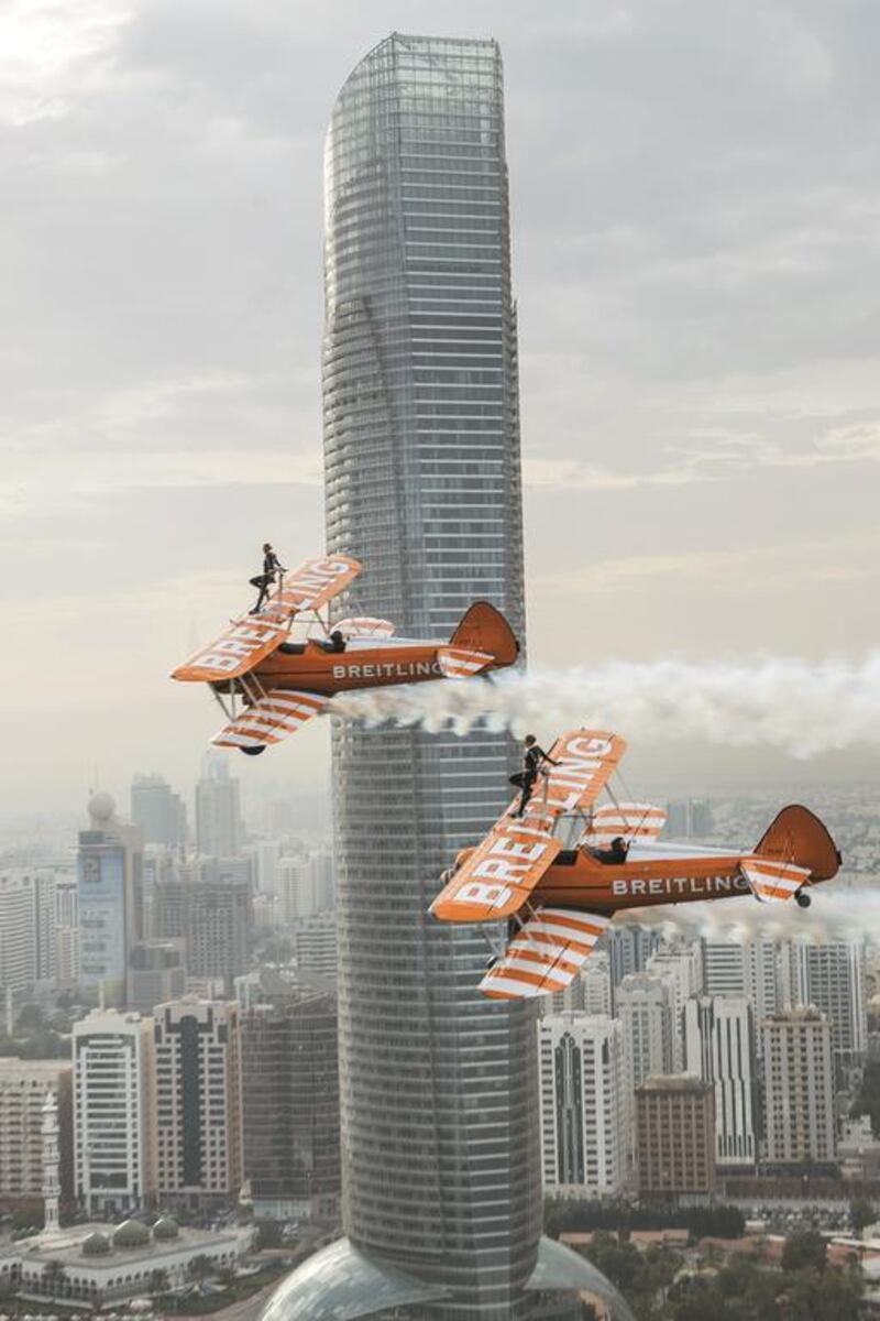 The Breitling Wingwalkers soar through the Abu Dhabi skies. Courtesy Breitling