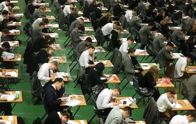 (PERMISSION GRANTED FOR PICTURES OF STUDENTS ) Students sit their GCSE mock exams at Brighton College in Brighton, East Sussex. (Photo by Gareth Fuller/PA Images via Getty Images)