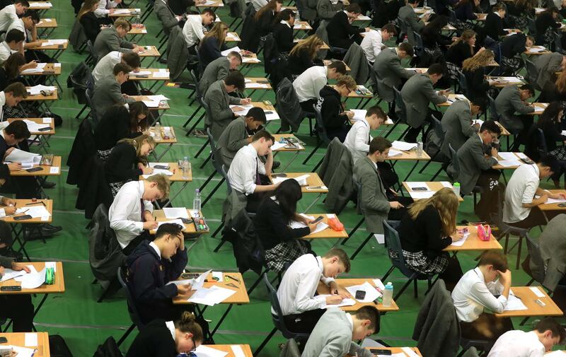 (PERMISSION GRANTED FOR PICTURES OF STUDENTS ) Students sit their GCSE mock exams at Brighton College in Brighton, East Sussex. (Photo by Gareth Fuller/PA Images via Getty Images)