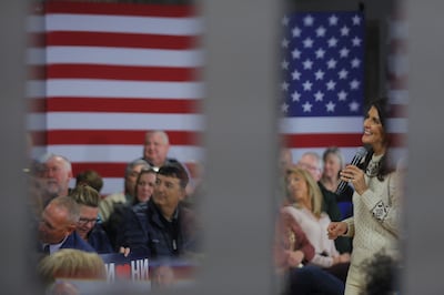 Republican presidential candidate Nikki Haley at a campaign town hall meeting in Salem, New Hampshire, last week. Reuters