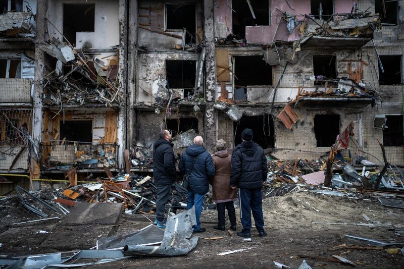 The aftermath of a rocket attack in Kiev. AP Photo