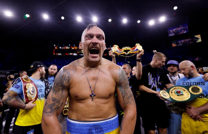 Oleksandr Usyk after beating Anthony Joshua in their heavyweight world title fight at King Abdullah Sports City Arena, in Jeddah, on August 20, 2022. Reuters