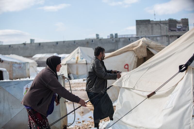 Bader Shehadeh, 50, displaced from rural Idlib, has 6 children. He said he has been displaced for 8 years and his family had been moving from one place to another before settling in the camp, where they suffer from the bitter cold. Before the war, he loved when it snowed, but now it is very difficult to deal with.