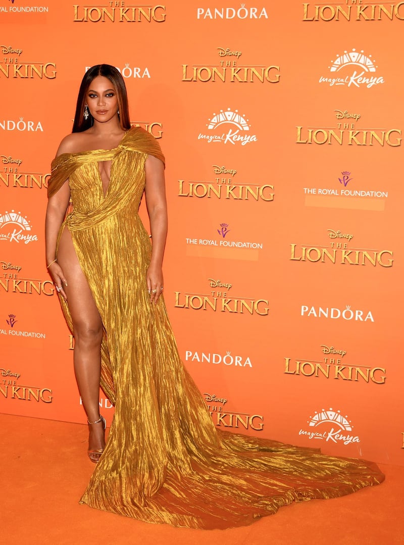 *BESTPIX*** LONDON, ENGLAND - JULY 14:  Beyonce Knowles-Carter attends the European Premiere of Disney's "The Lion King" at Odeon Luxe Leicester Square on July 14, 2019 in London, England. (Photo by Gareth Cattermole/Getty Images for Disney)