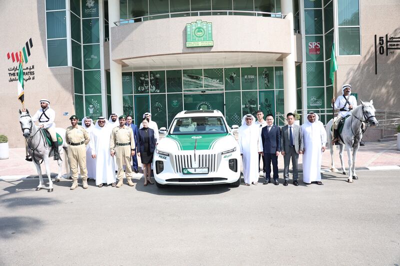 Dubai Police took delivery of a Hongqi E-HS9 SUV from Oneroad Automotive Company at the Dubai Police Officers Club. Dubai Police