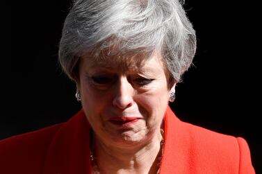 British Prime Minister Theresa May reacts as she delivers a statement in London, Britain, May 24, 2019. Reuters