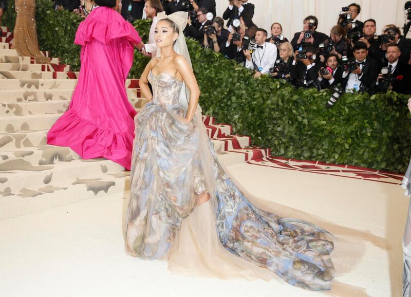 Ariana Grande in Vera Wang. AFP