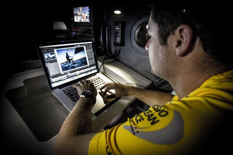 Abu Dhabi Ocean Racing's on-board reporter Matt Knighton. Ian Roman / Abu Dhabi Ocean Racing