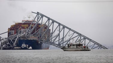 The Singapore-flagged ship Dali hit the bridge in the early hours of Tuesday. Getty Images