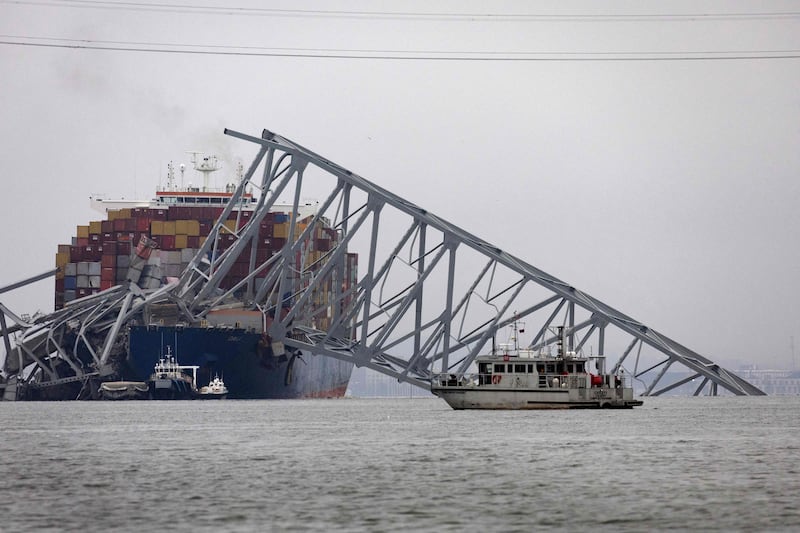 The Singapore-flagged ship Dali hit the bridge in the early hours of Tuesday. Getty Images