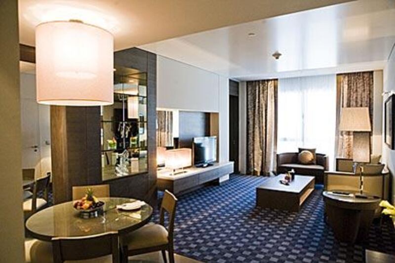 The tastefully decorated rooms at the Park Rotana, Abu Dhabi, are spacious yet intimate.