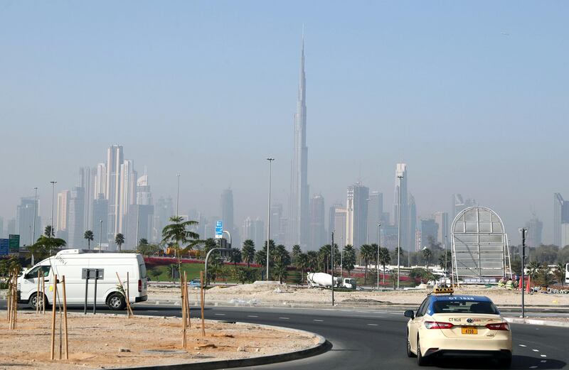 Dubai, United Arab Emirates - Reporter: N/A: Haze surrounds Downtown Dubai. Saturday, February 8th, 2020. Downtown, Dubai. Chris Whiteoak / The National