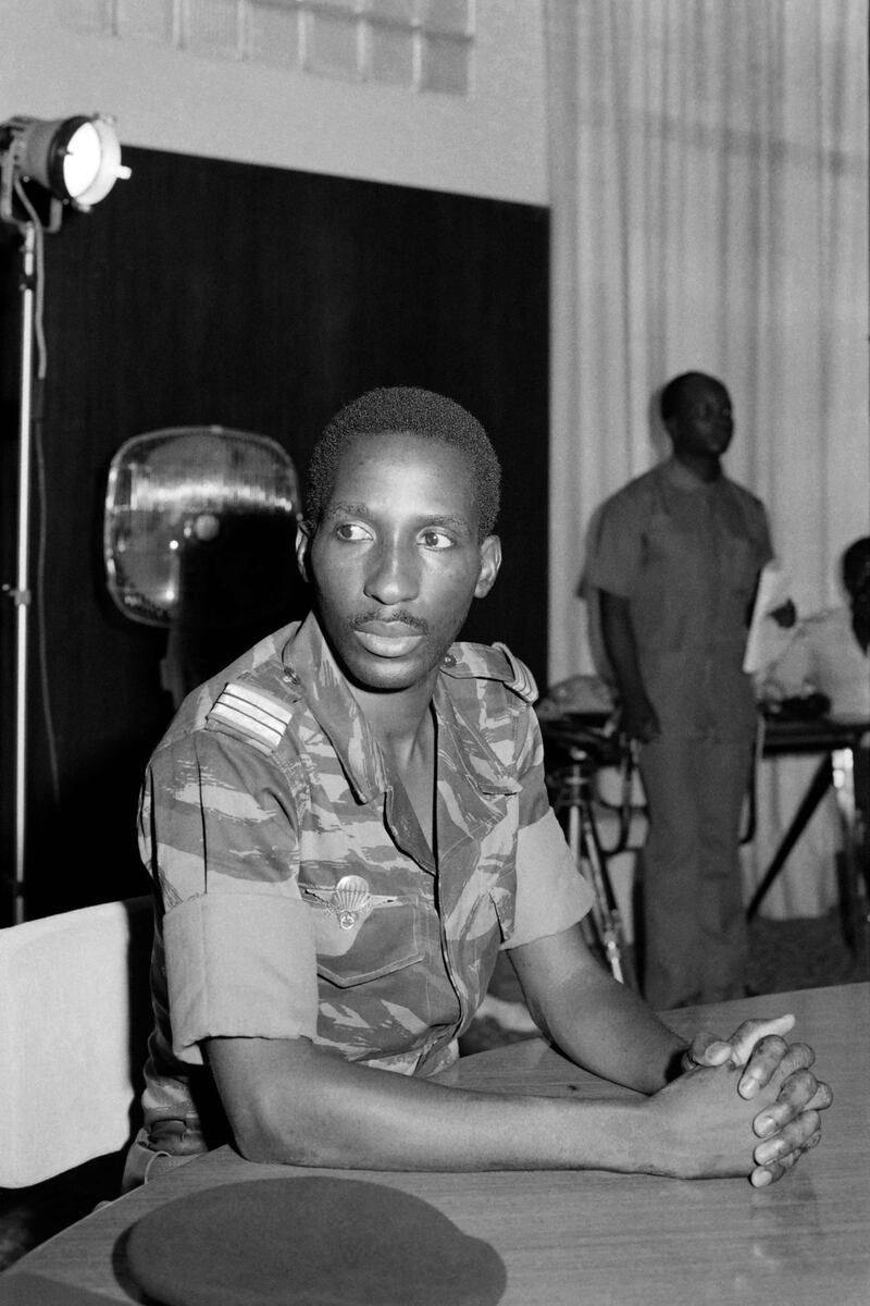Sankara sends a new year’s message to the people of Burkina Faso, 1985. AFP