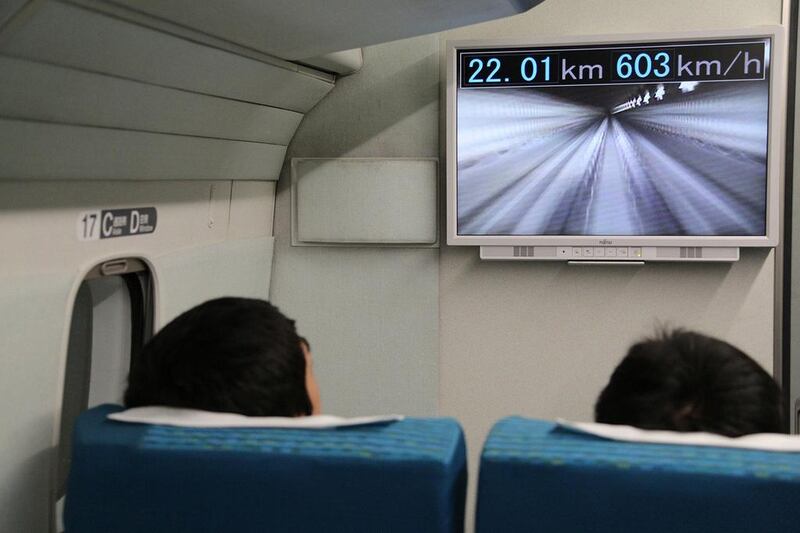 Operator JR Central said the train reached a top speed of 603kph. Jiji Press / AFP Photo