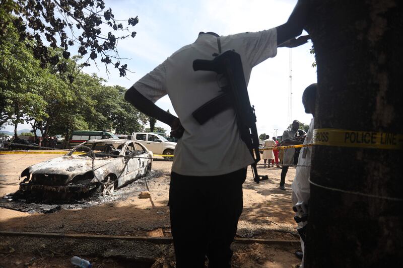 A police officer after the attack on the prison. AFP