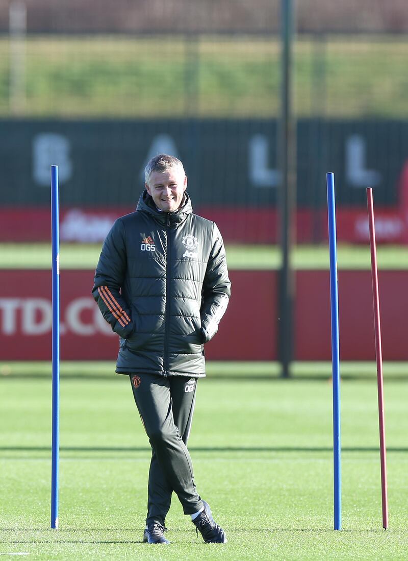 MANCHESTER, ENGLAND - NOVEMBER 19: (EXCLUSIVE COVERAGE) Manager Ole Gunnar Solskjaer of Manchester United in action during a first team training session at Aon Training Complex on November 19, 2020 in Manchester, England. (Photo by Matthew Peters/Manchester United via Getty Images)
