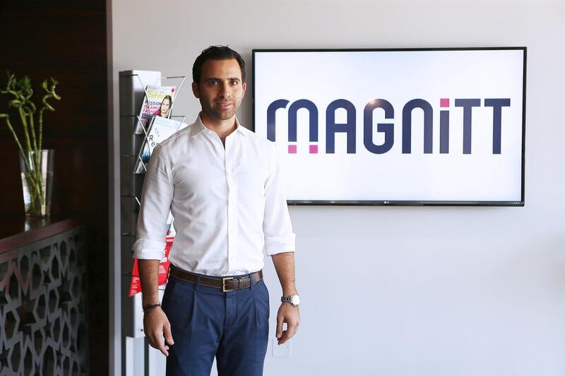 Philip Bahoshy says Magnitt can act as an alternative to in-person pitching meetings, where entrepreneurs sell their ideas to potential investors in Dragons’ Den type settings. Pawan Singh / The National