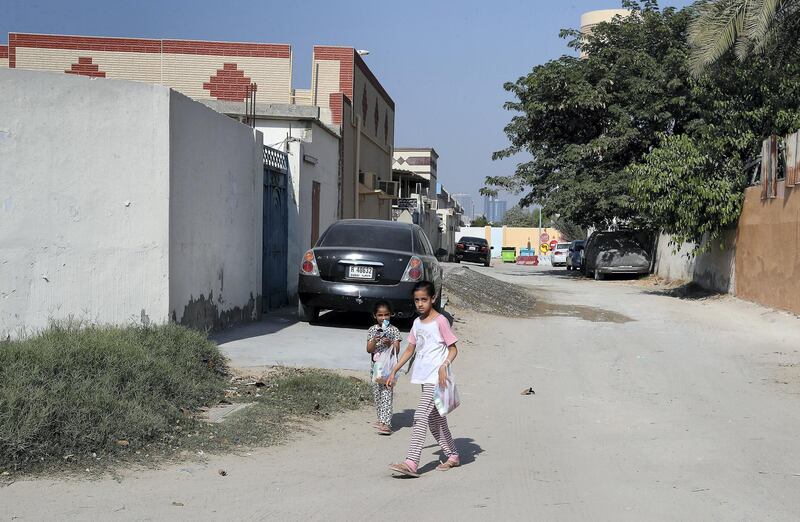 SHARJAH, UNITED ARAB EMIRATES , September 28 – 2020 :- View of the Al Qadisiya area in Sharjah. Sharjah government began moving single men out of a family neighbourhood on Monday after reports that some of them intimidated women and their families. (Pawan Singh / The National) For News/Online/Instagram. Story by Anna