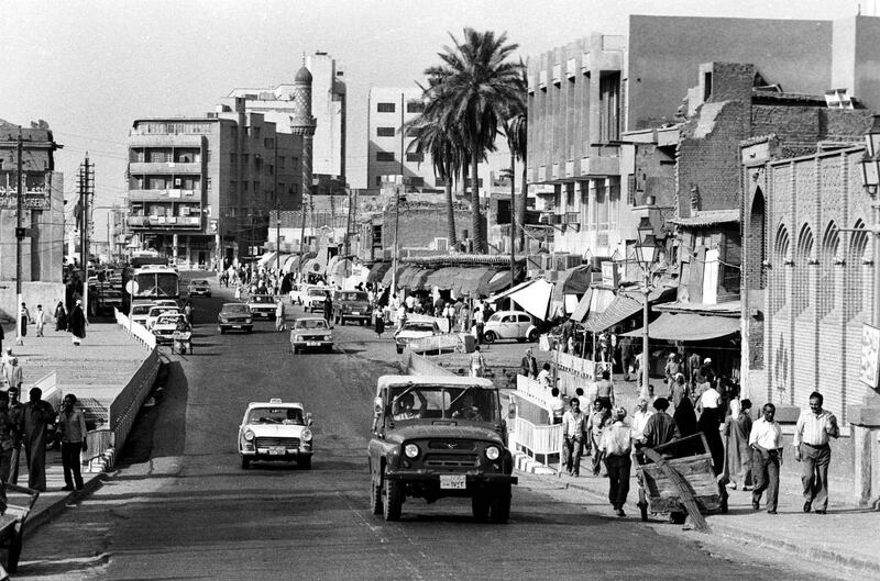 A street in the centre of the Iraqi capital, Baghdad, on August 10, 1983, the month before the Iran-Iraq war broke out. Getty Images