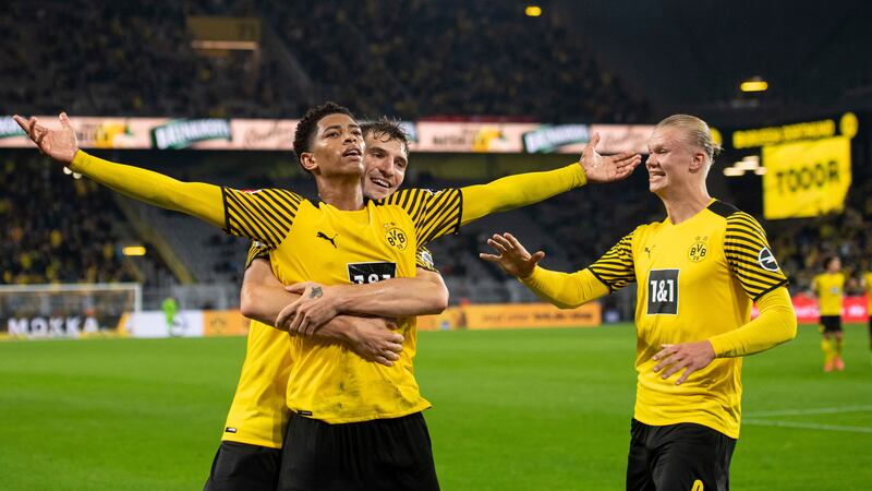 Jude Bellingham after netting his first goal for the club. AP