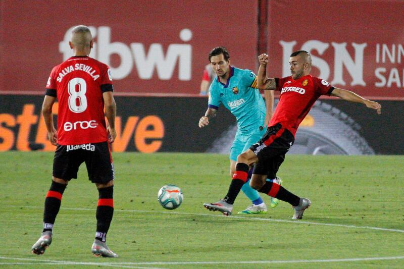 Lionel Messi in action against Mallorca. AP Photo