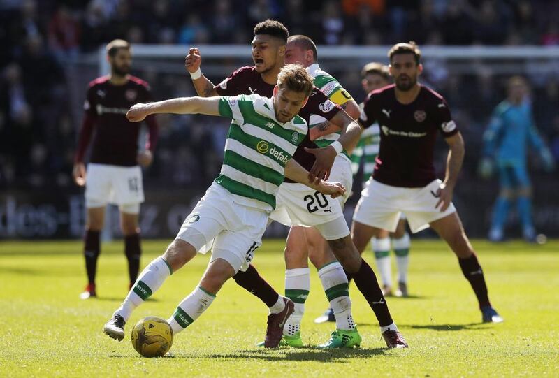 Celtic’s Stuart Armstrong in action with Heart’s Bjorn Maars. Russell Cheyne / Reuters