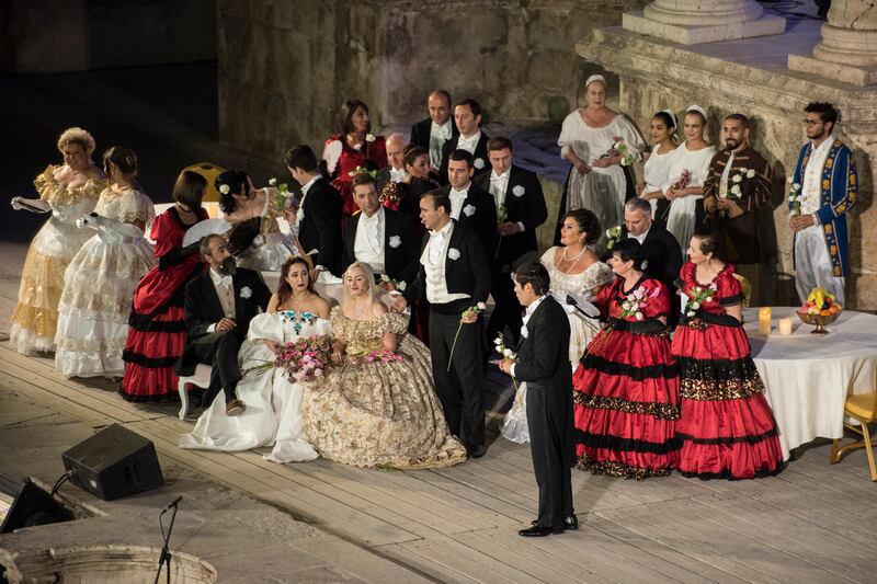 More than 150 performers brought Verdi’s La Traviata to life at the Amman Opera Festival. Courtesy Amman Opera Festival