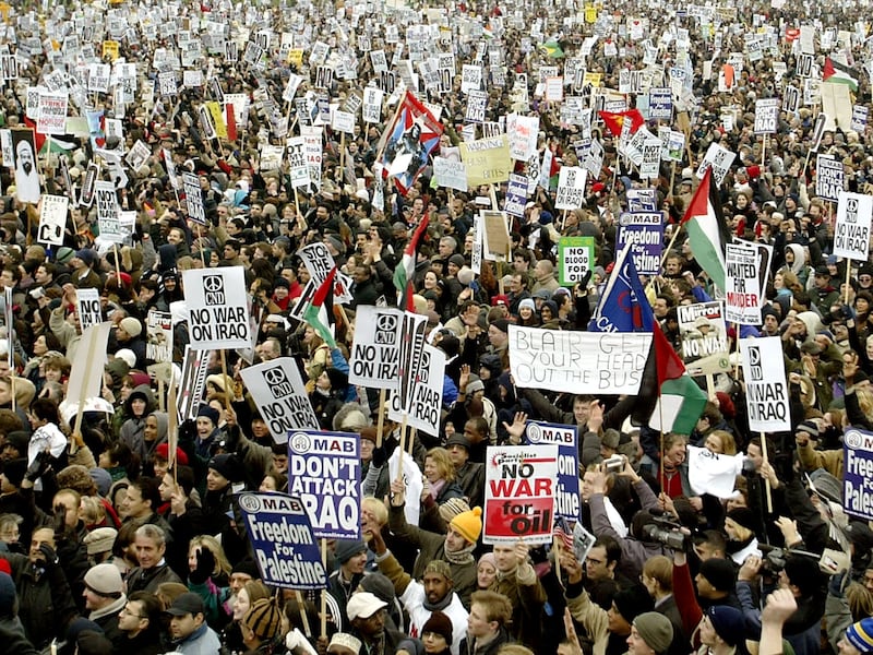 Anti-war protesters in London's Hyde Park in 2003. Getty