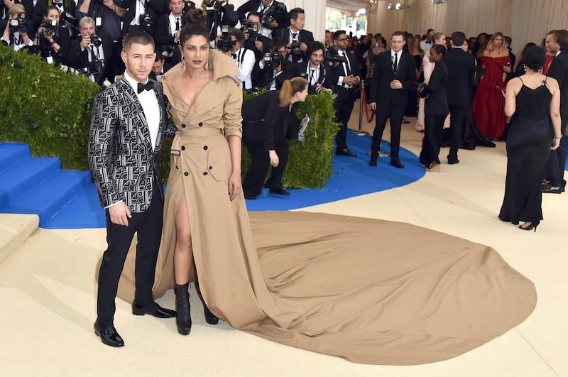 NEW YORK, NY - MAY 01:  Nick Jonas and Priyanka Chopra attend the "Rei Kawakubo/Comme des Garcons: Art Of The In-Between" Costume Institute Gala at Metropolitan Museum of Art on May 1, 2017 in New York City.  (Photo by John Shearer/Getty Images)