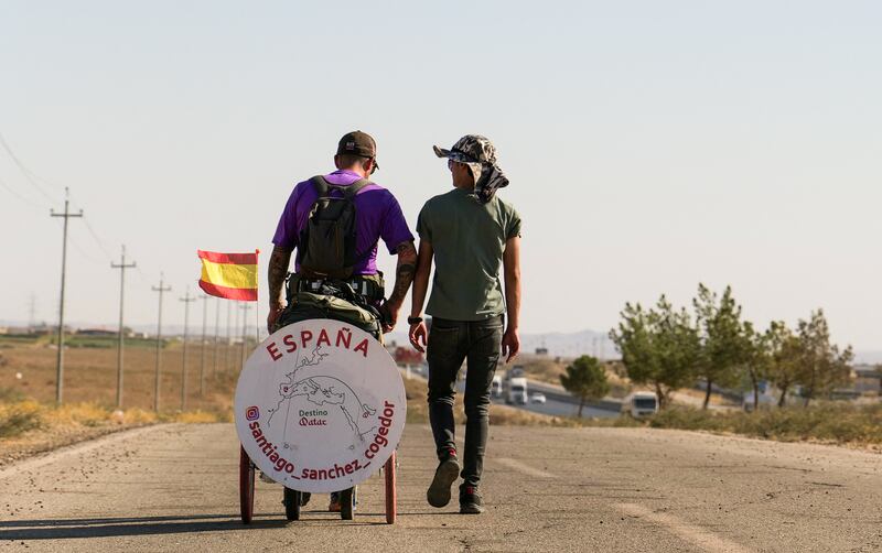 Spaniard Santiago Sanchez aims to reach Qatar by foot in time for the 2022 World Cup. He left Madrid in January this year and has since crossed much of Europe and Turkey. All photos: Reuters