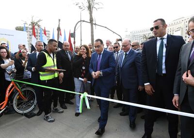 Prime Minister Moustafa Madbouly inaugurates Cairo Bike, the Egyptian capital's first bike-sharing initiative.