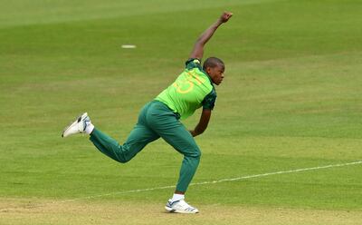 CARDIFF, WALES - MAY 24:  Kagiso Rabada of South Africa bowls during the ICC Cricket World Cup 2019 Warm Up match between Sri Lanka and South Africa at Cardiff Wales Stadium on May 24, 2019 in Cardiff, Wales. (Photo by Dan Mullan/Getty Images)