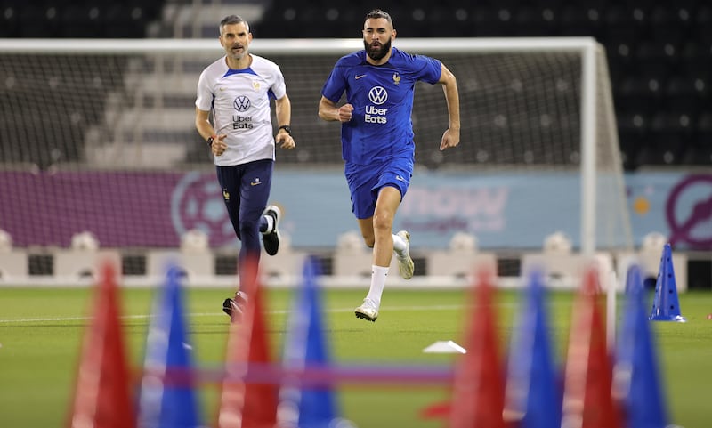 France's Karim Benzema during training. EPA