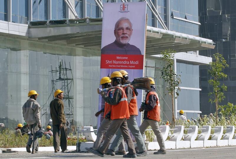 Workers at Gujarat International Finance Tec-City. Amit Dave / Reuters