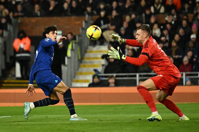 FULHAM RATINGS: Bernd Leno - 8, Made great saves from Lewis Hall’s deflected shot and Joao Felix’s powerful strike, but there was nothing he could do for Kalidou Koulibaly’s goal. Rushed out to stop Kai Havertz’s dinked shot, then impressively stopped his compatriot’s late strike. Booked for time wasting.

AFP