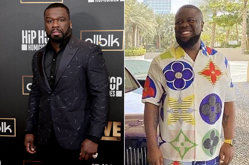 50 Cent told his vast social media following of plans to make a series on jailed fraudster Hushpuppi, right. AFP/ Instagram