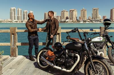 Beckham gets set to explore Doha by motorbike. Photo: Qatar Tourism