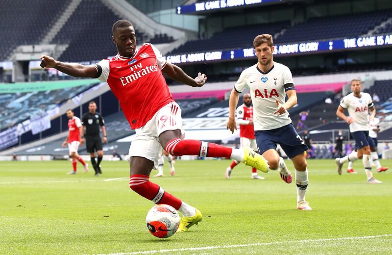 Arsenal's Nicolas Pepe in possession. PA