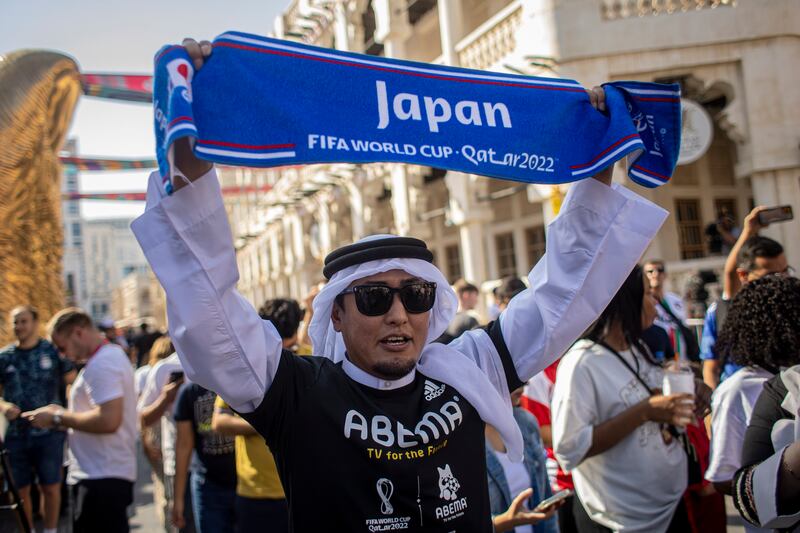Japan's fans are also at Souq Waqif, Doha. EPA