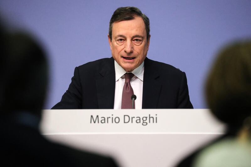epa07419694 Mario Draghi, President of the European Central Bank (ECB), speaks during a press conference following the meeting of the Governing Council of the European Central Bank in Frankfurt Main, Germany, 07 March  2019.  EPA/ARMANDO BABANI